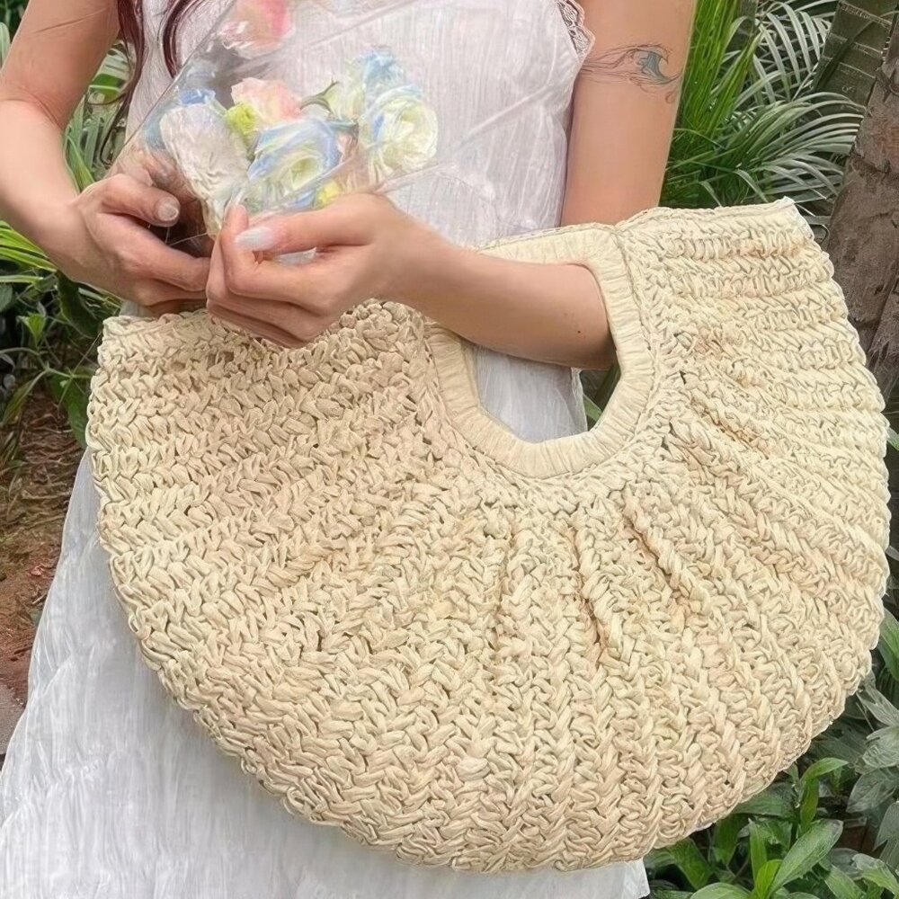 Faux Straw Handmade Handle Bag